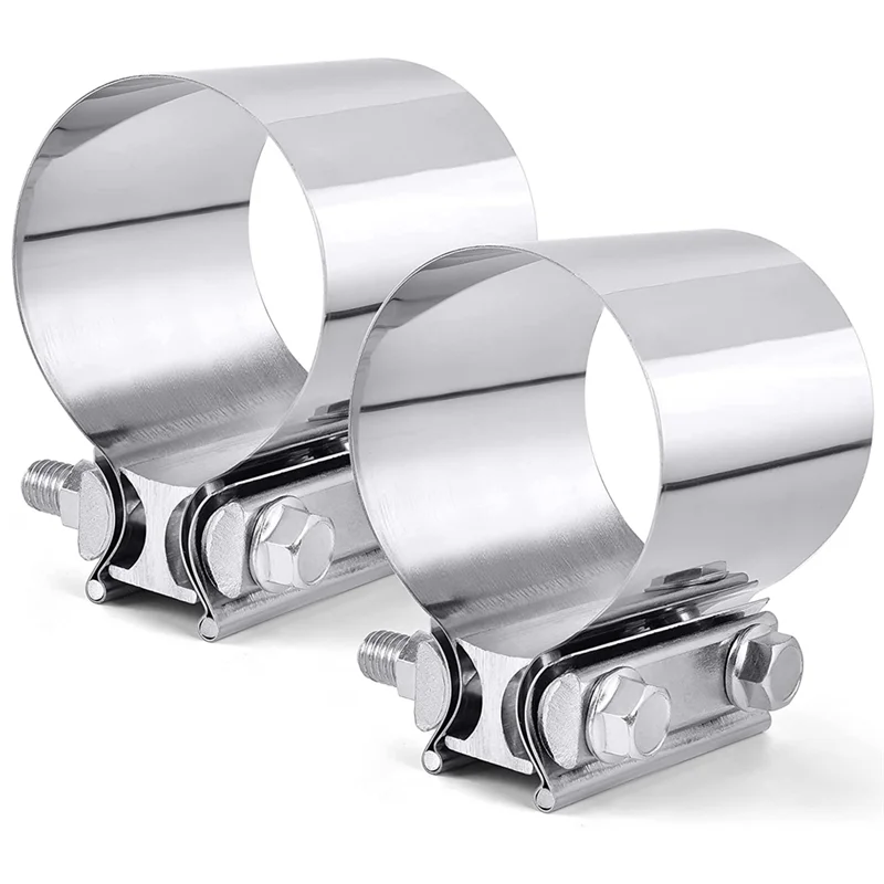 3 Inch Exhaust Clamp, 76mm Butt Joint Exhaust Pipe Muffler Band Clamp Sleeve Coupler Stainless Steel (2Pcs)