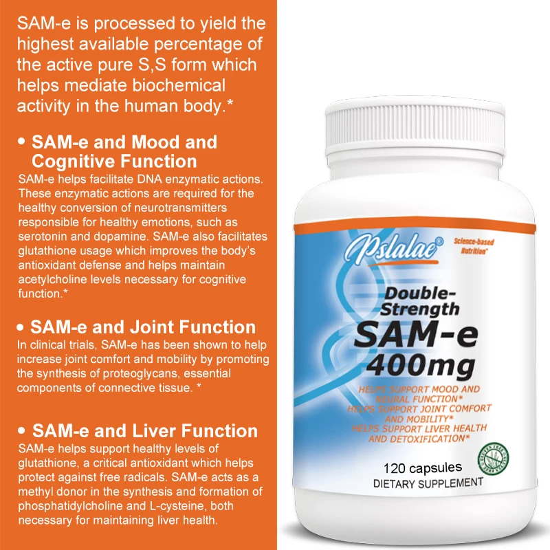 Sam-E 400 Mg Memory Capsules, Nootropic Supplement for Brain Support, Joint Health Promotion and Liver Support