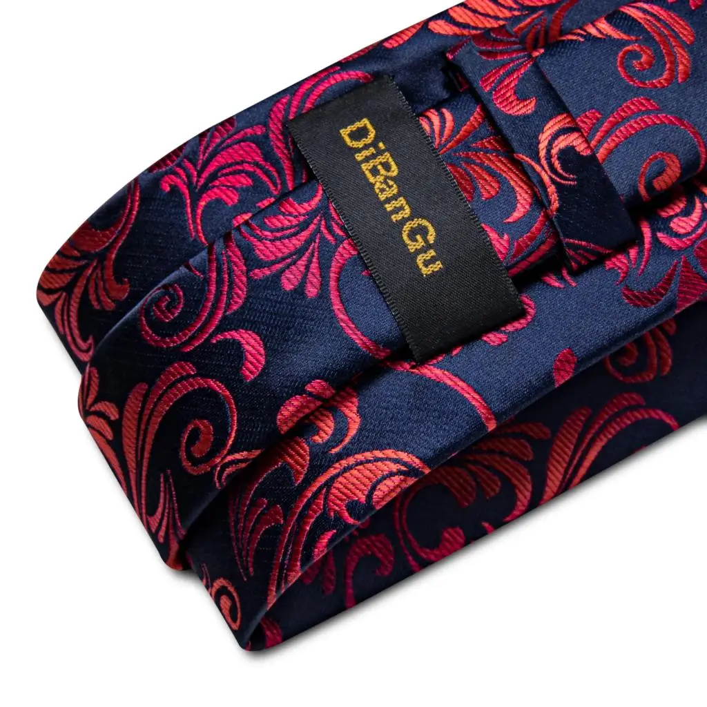 Luxus Red Floral Blau Silk Krawatten Für Männer 8cm Breit Krawatte Set Tasche Platz Manschettenknöpfe Brosche Pin Hochzeit Zubehör geschenk der männer