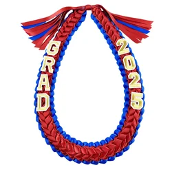 High quality national flag series shawl wreath hand woven eight strand multi-color ribbon national flag graduation lei