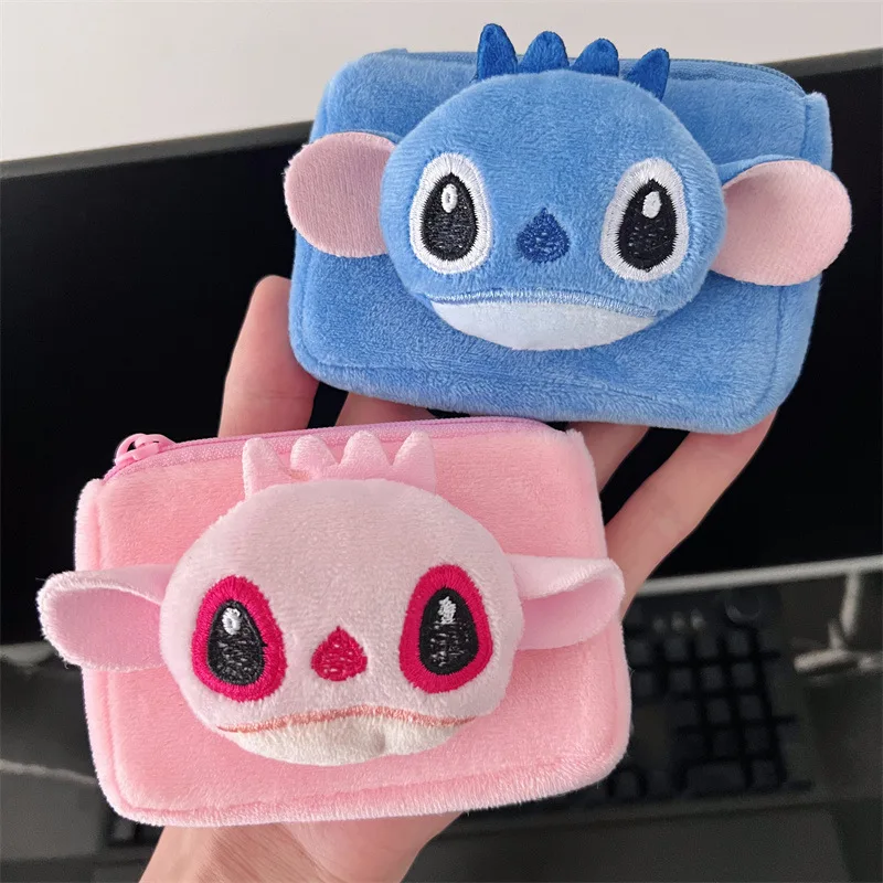 2025Cute cartoon alien plush coin purse student pendant headphone bag small wallet card bag zipper coin bag