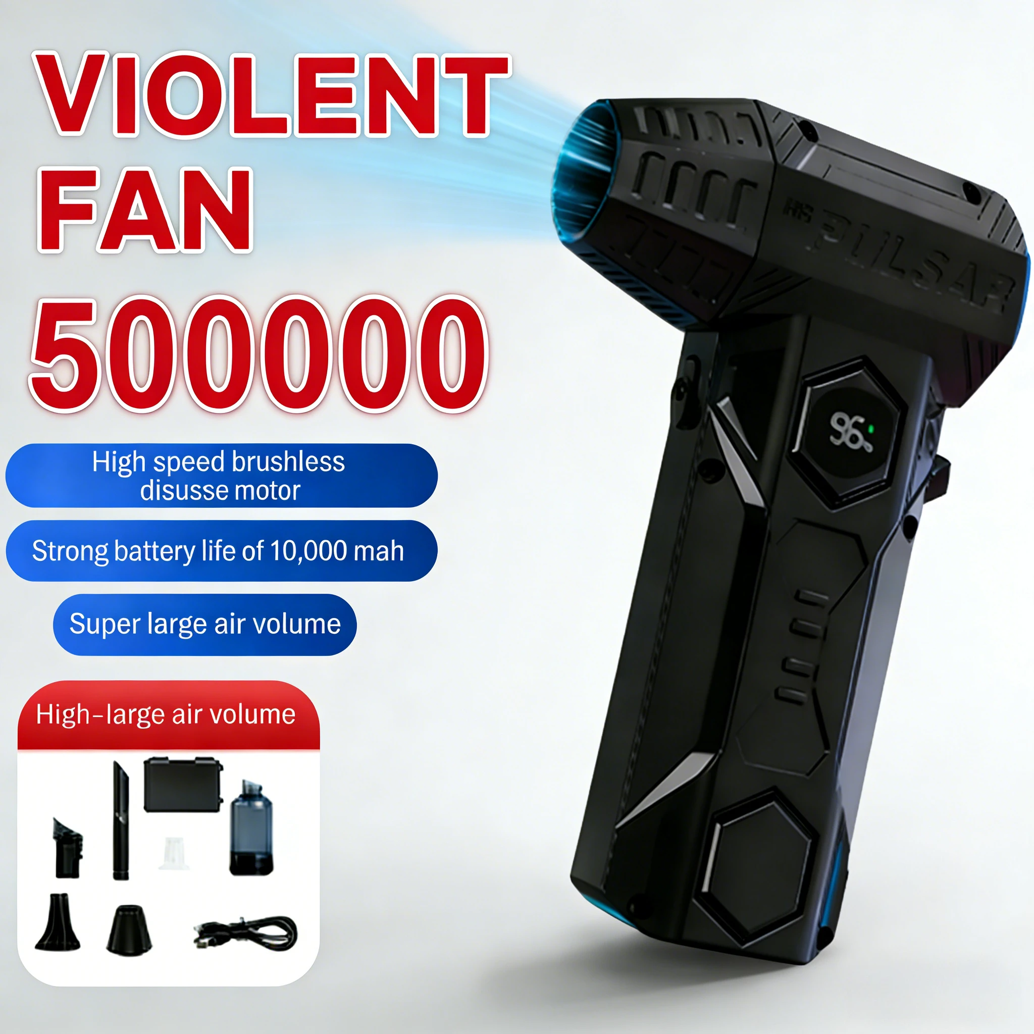 

X11 500000RPM Air Duster Vacuum Blower with Power Display | High Power Car Cleaning Tool