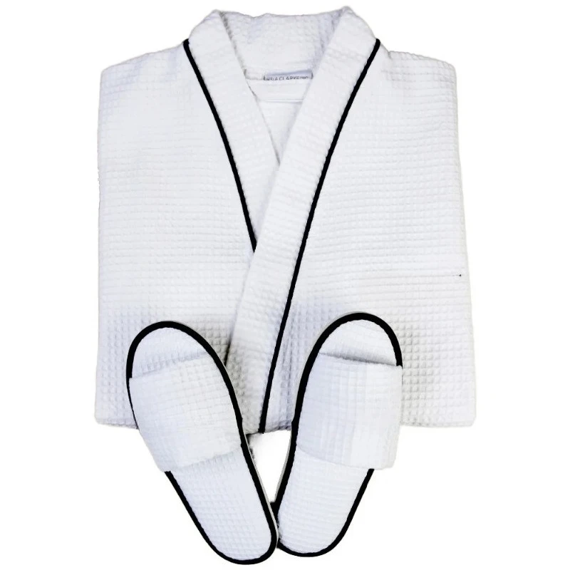 

Custom Waffle Hotel Bathrobes Set Worsted Wool Fabric Cotton Bathrobes