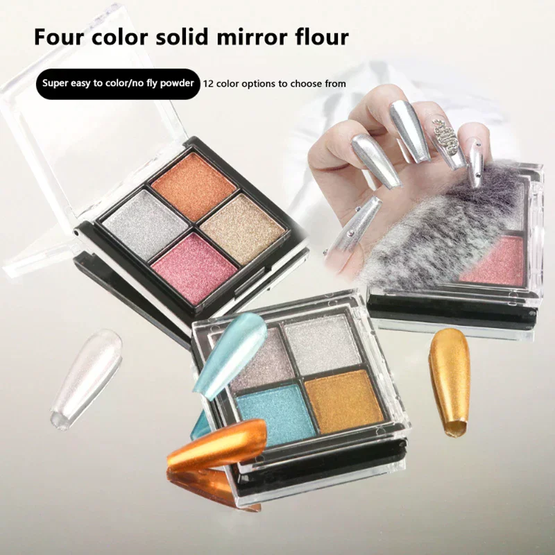 4 ألوان أورورا الصلبة مرآة لامعة مسمار بريق الأظافر الأشعة فوق البنفسجية هلام البولندية الصباغ مسمار الفن زينة الملحقات #4