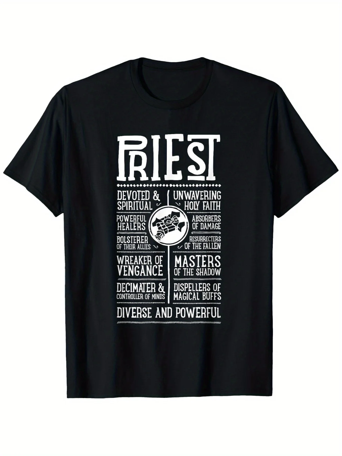 

Wow Priest Role Playing Gamer T-Shirt 180G Pure Cotton Single-Sided Printed Round Neck Short Sleeves for Men And Women in All Se
