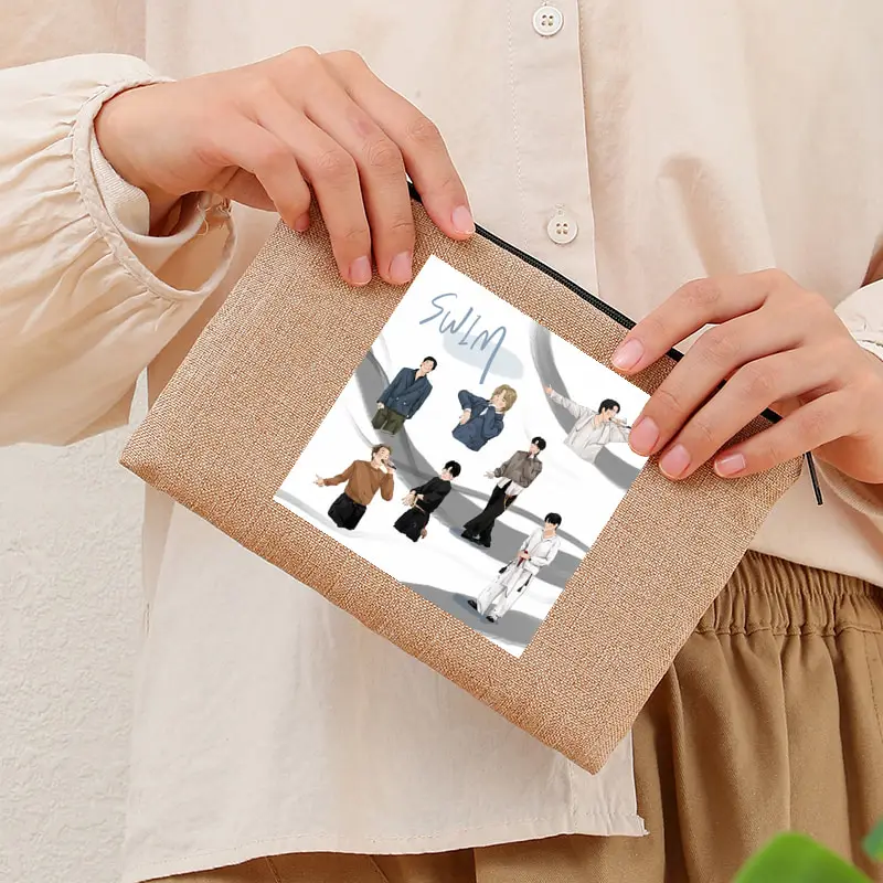 Arirang 2.0 World Tour 2026 Linen Makeup Bag Travel Cosmetic Organizer Toilet Pouch Side Bag for Ladies Purse Kpop Fan Gift