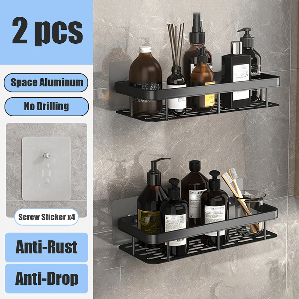 Badkamer  Opslag rek  Geen boor  Planken  Op de muur gemonteerd  Hoekplank  Douchehouder  Voor toilet  Shampoo-organizer  Badkameraccessoires