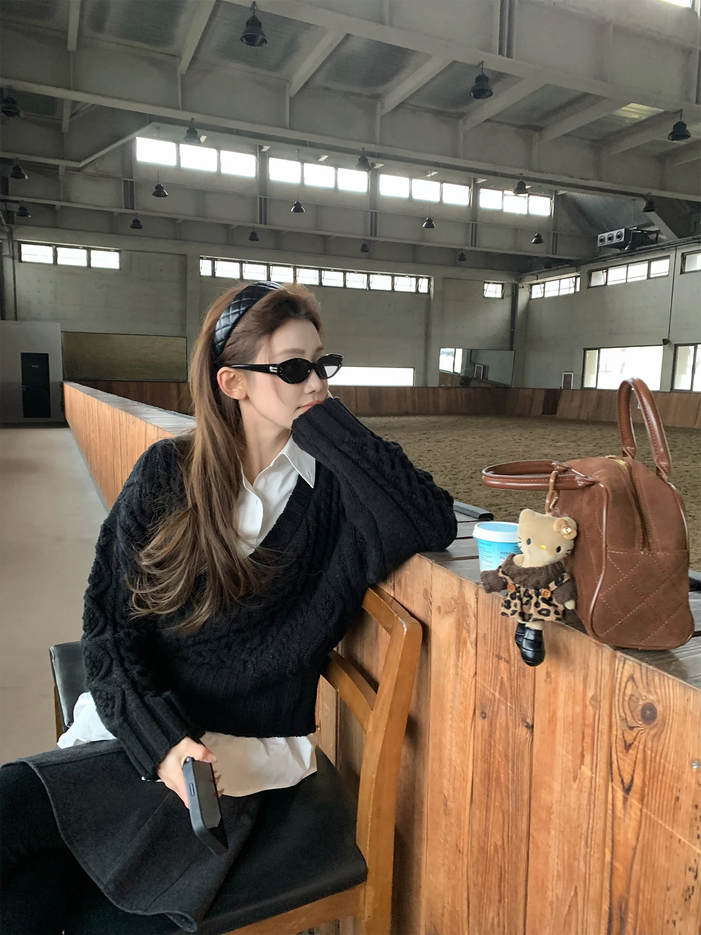 

nt Faion Women's Knitted Wool Sweater Retro Twist Splice irt Layering Top V-Ne Long Sve Warm Casual Wear