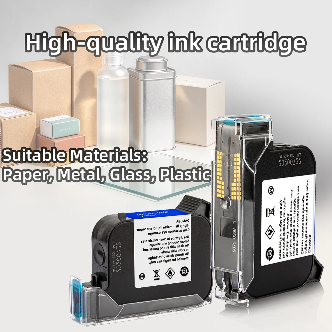 JS12M 12.7mm Universal High Adhesion Fast Dry InkTank for Smooth Surfaces Compatible with Handheld & Online Inkjet Coders
