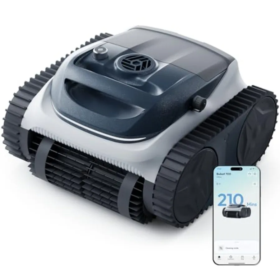 Bubot 700 Cordless Robotic Pool Cleaner for inground above-ground pools: obsidian finish ABS plastic body 210-min runtime super