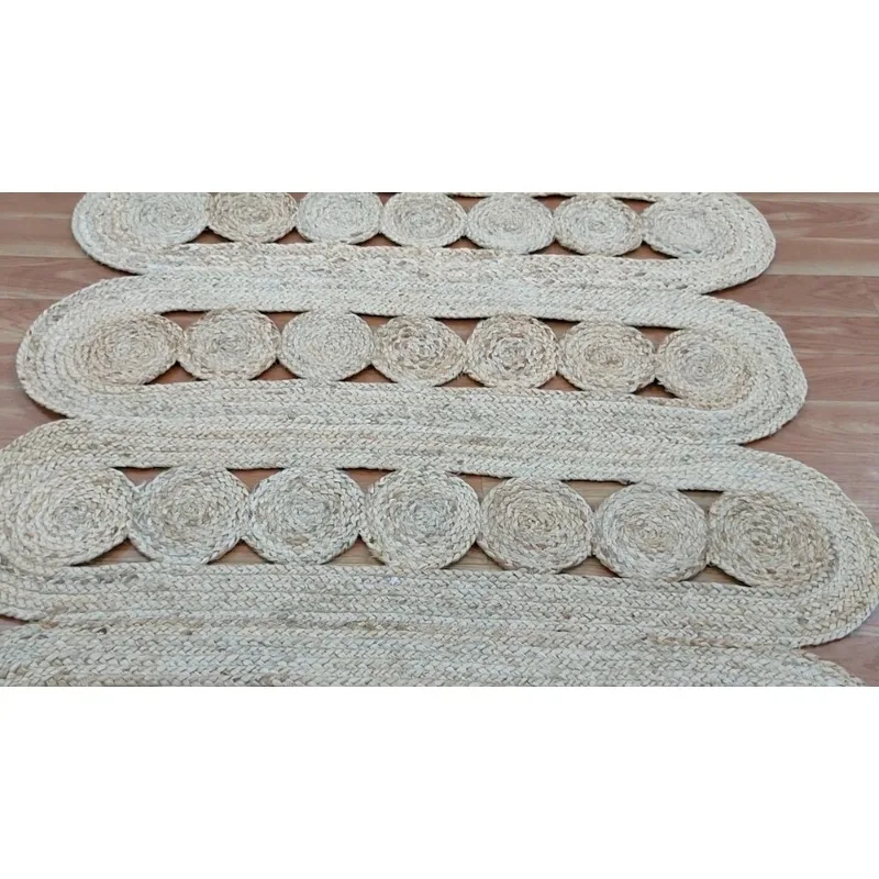 Natural Jute Area Rug Beige Outdoor Patio Mat Hand Braided Living Room Kilim