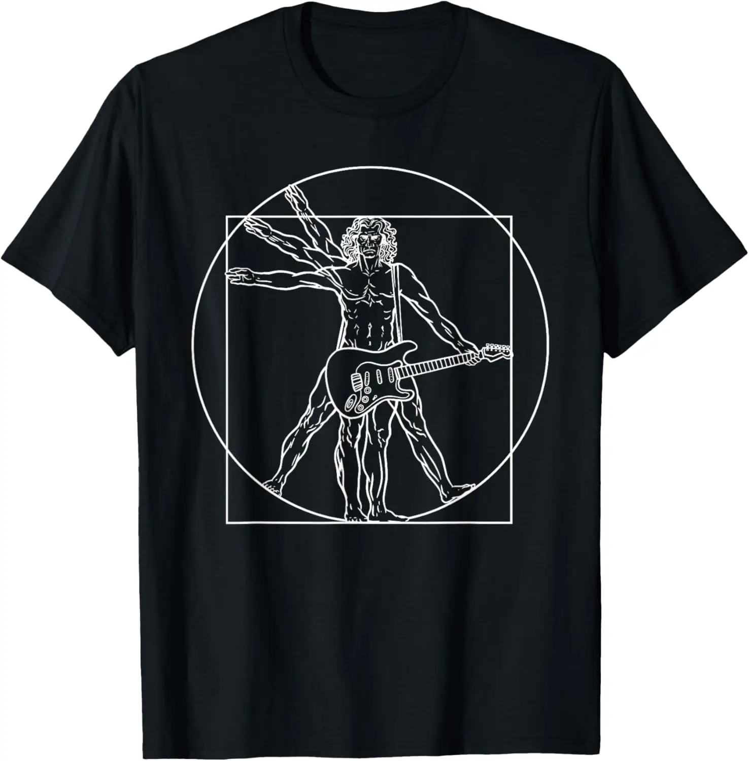 メンズビトルビアンギターロッカーTシャツ、ダヴィンチギター
