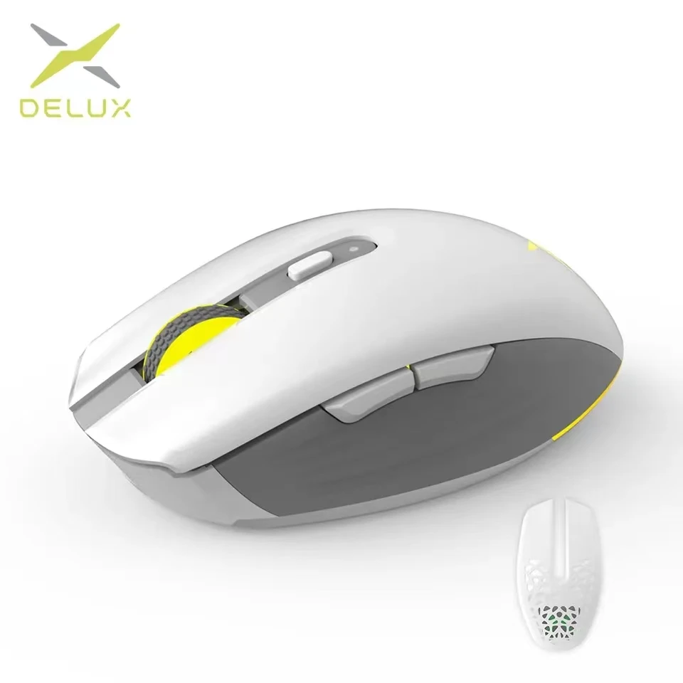 

Delux M820DC PAW3335 Wired + Wireless + Bluetooth Gaming Mouse 80 Million Clicks 16000 DPI RGB Rechargeable Mice For Computers