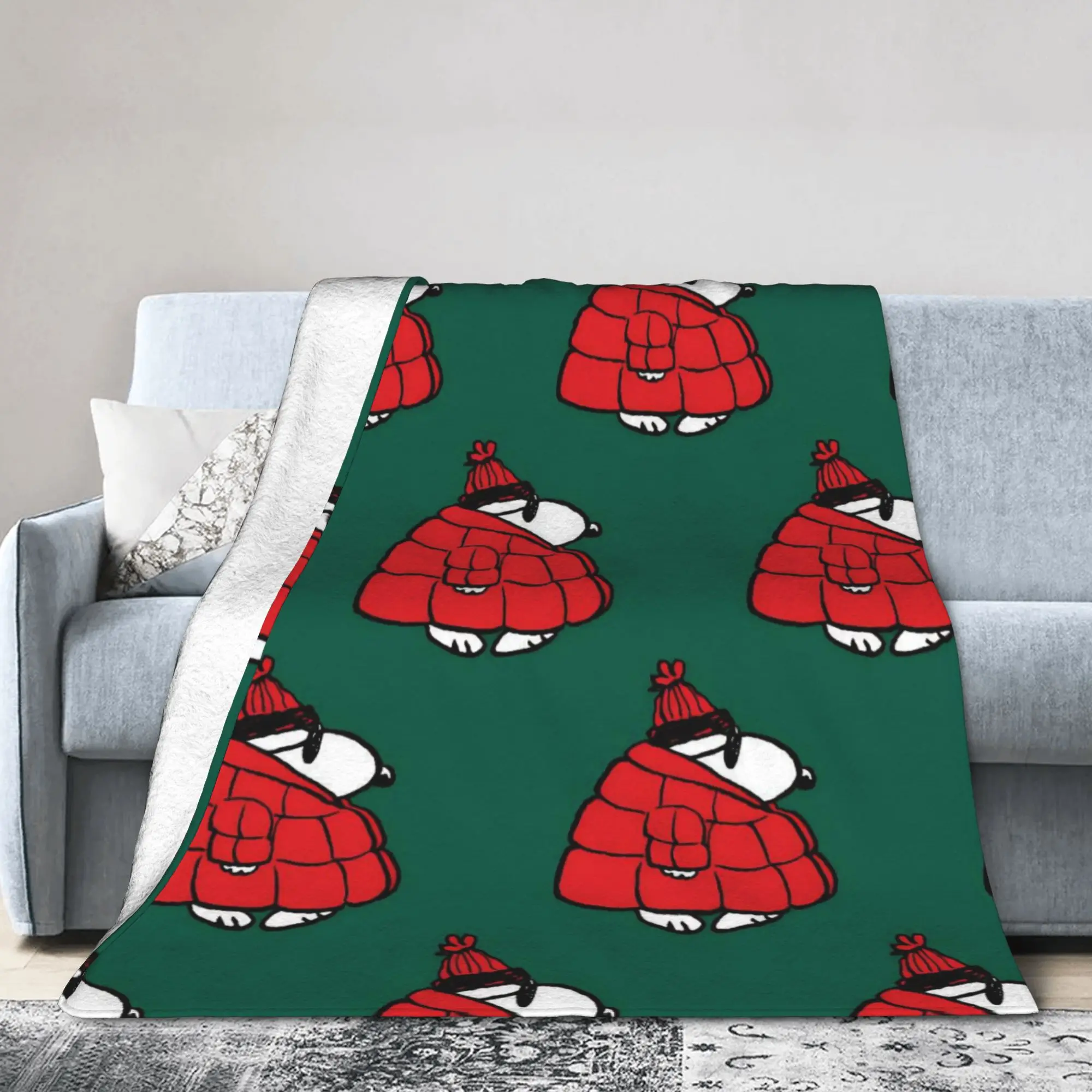 Cute S-Snoopys Xmas Christmas Fleece Blanket  Awesome Throw Blanket for Bed Sofa Couch 125*100cm Plush Thin Quilt