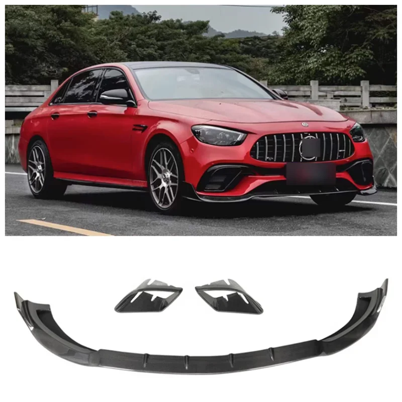 For W213 Mercedes-Benz E-Class E260 E300 E63S 2021 2022 2023 High Quality Carbon Fiber Bumper Front Lip Tuyere Diffuser Spoiler