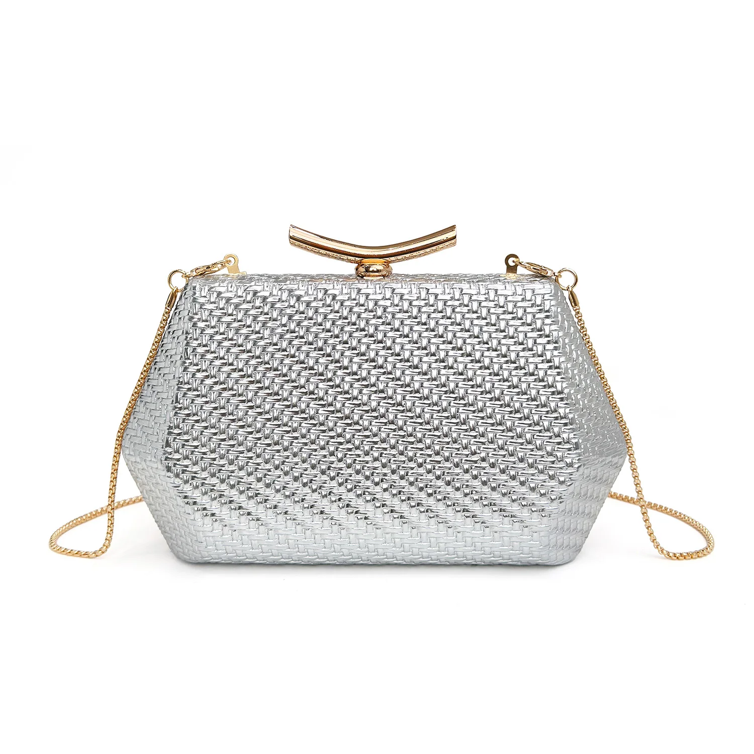 Stilvolle und elegante gewebte Abendclutch, luxuriöse Designer-Schultertasche mit Kette, minimalistische Damenhandtasche, Hochzeits-Abendclutch, Partytasche – Detail 9