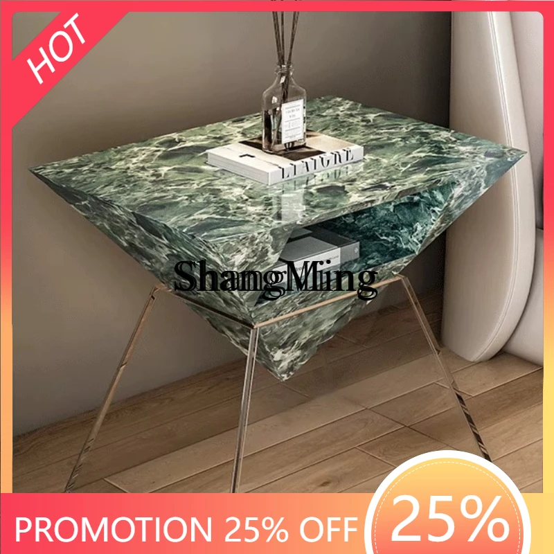 

FG light luxury bedside table simple natural luxury stone marble high-end high-end Italian villa master bedroom