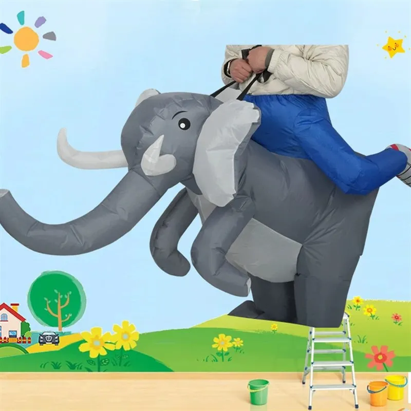 

Halloween Elephant Inflatable Suit Funny Cartoon Puppet Riding Costume Performance Parent-Child Activity Outfit Stage Costume