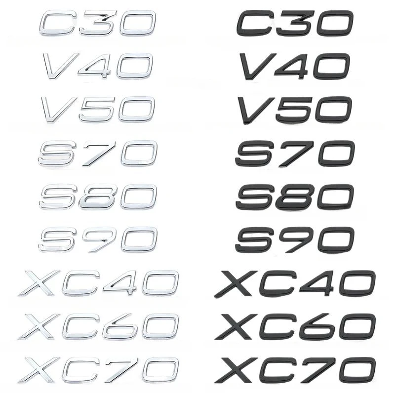 

3d Black Car Trunk Letters For Volvo C30 V40 V50 V60 V90 S40 S60 S80 S90 XC40 XC60 XC90 Emblem Logo Badge Sticker Accessories