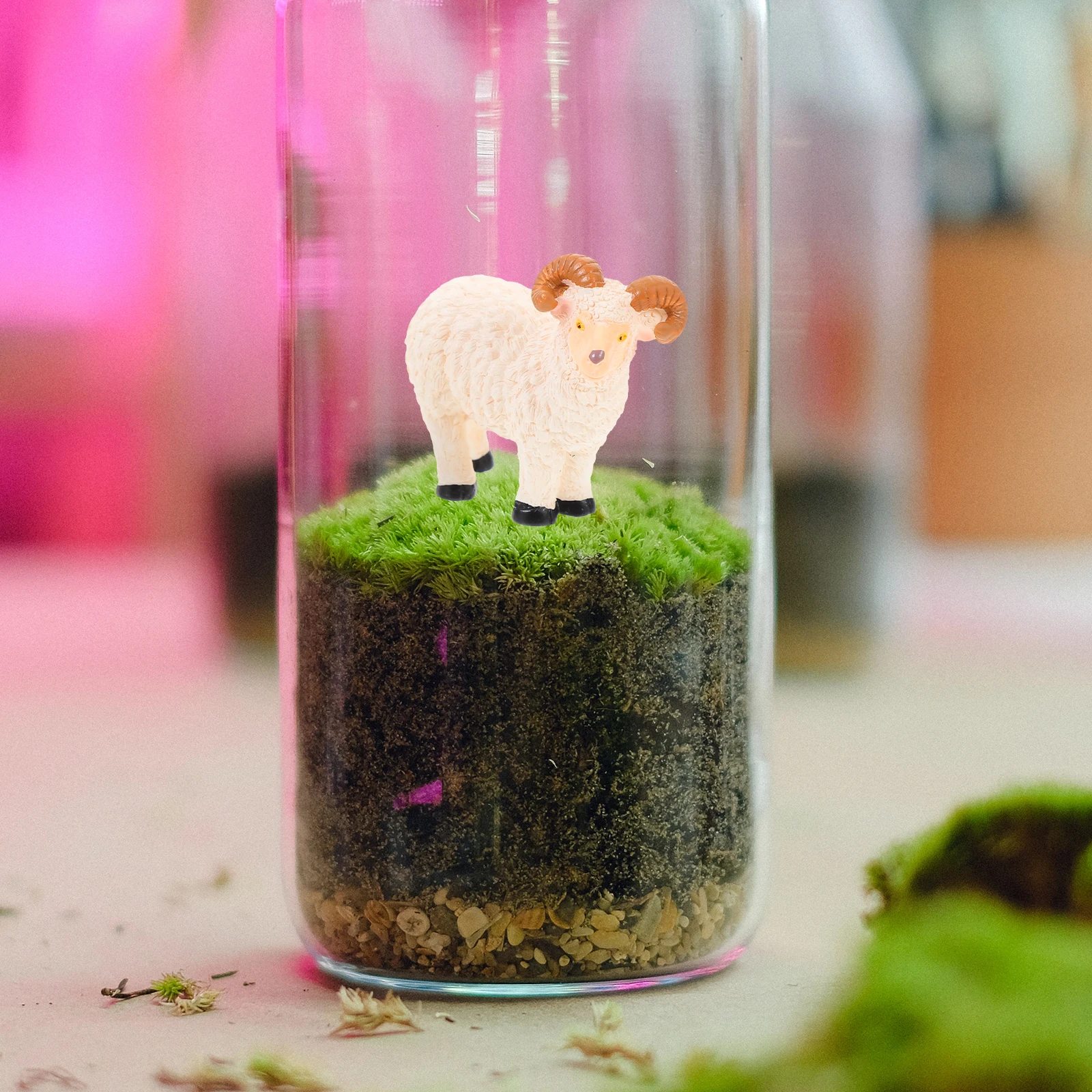 

6 Pcs Micro Landscape Decoration Mini Animal Lawn Miniature Resin Sheep Small Goat