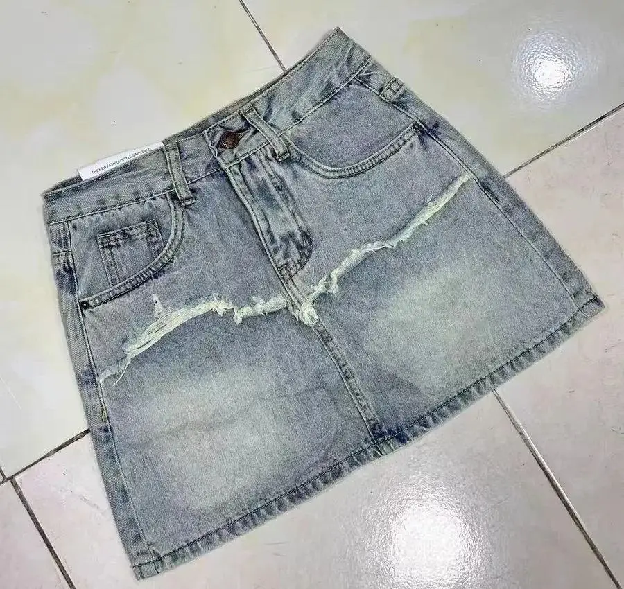 2024 Summer New Mini Denim Skirt, for Women Clothing, Casual High Waist A-line Hip Wrapped Short Skirts, Girls Cowboy Skirt