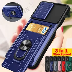 Luxury Shockproof Case For Samsung S24 S23 S22 Ultra Plus S23 FE A54 A34 A23 A14 5G  Rotation Metal Ring Stand And Card Slot