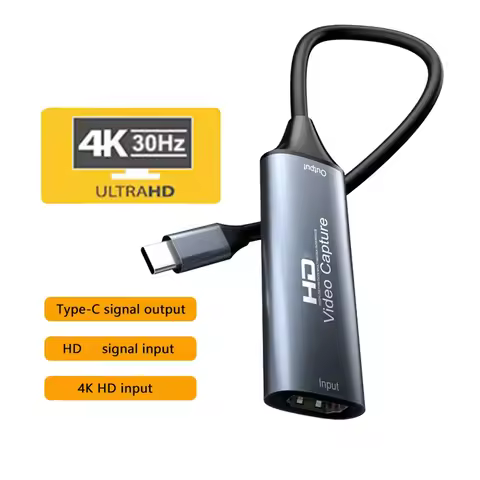Type-C 2.0 Video Capture Card HD-compatible 4K 30Hz Game Grabber Record for Switch Xbox PS4/5 Live Broadcast Game