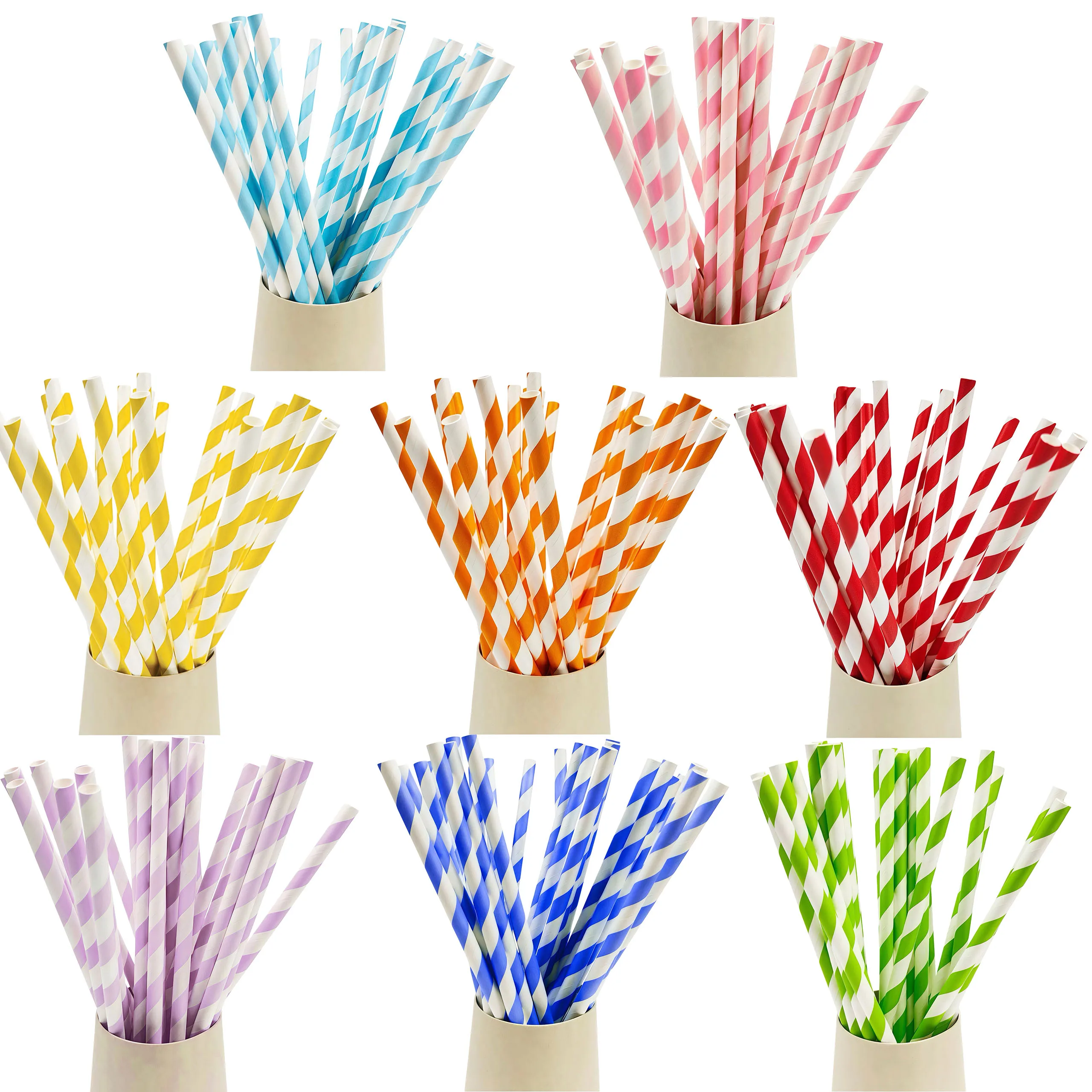 25 Pajitas de Papel Desechables Rojas y Rosas, Pajitas Biodegradables con Rayas de Colores para Fiestas de Cumpleaños y Bodas