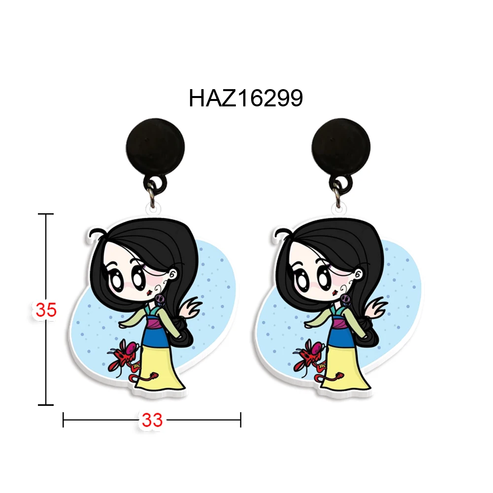 Cartoon Disney Funny Princess Design Pendant Earrings Design Drop Earrings Transparent Acrylic Women Girl Jewelry Accessories