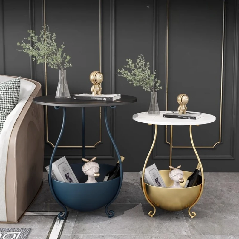 

Скандинавский журнальный столик, современный круглый приставной столик с местом для хранения, компактный торцевой столик для мебели для гостиной и спальни