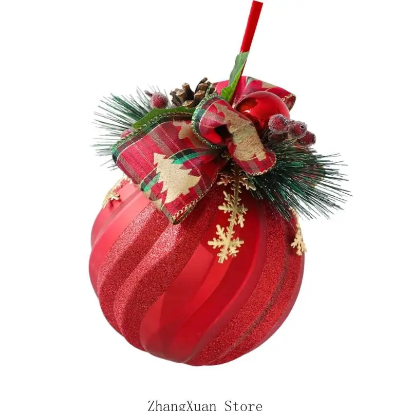Saisonale Weihnachtsdekoration mit Bandakzent und Kunststoffschale für die Platzierung von Baumkranz-Einstiegsschienen – Detail 4