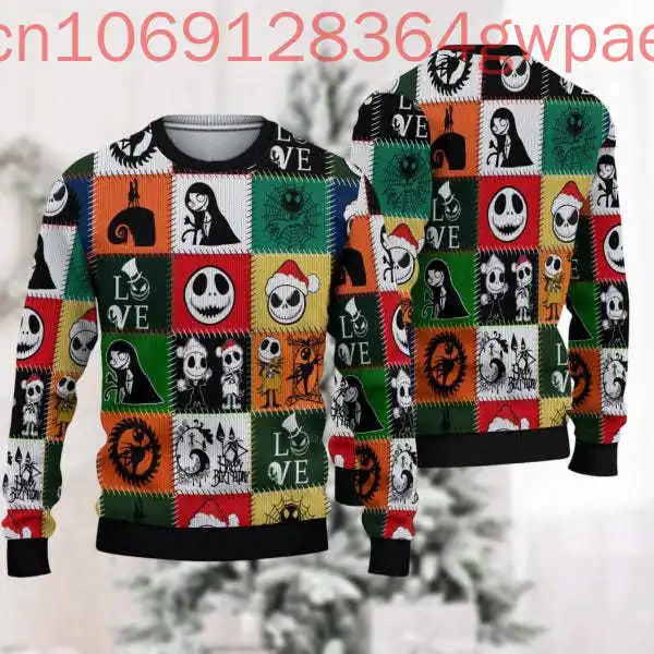 Christmas Nightmare Before Christmas Ugly Men Sweater Jack Skellington And Sally Xmas Oogie Boogie Holiday Sweater Gift For Fan