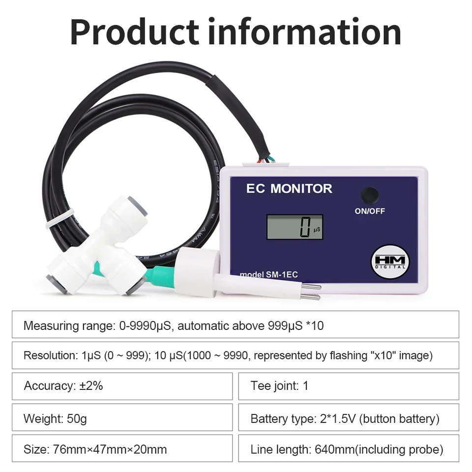 Single-channel On-line EC Monitor HMSM-1 Model 0-9990uS Water Quality Tester For Drinking Water & Aquarium Laboratory Use