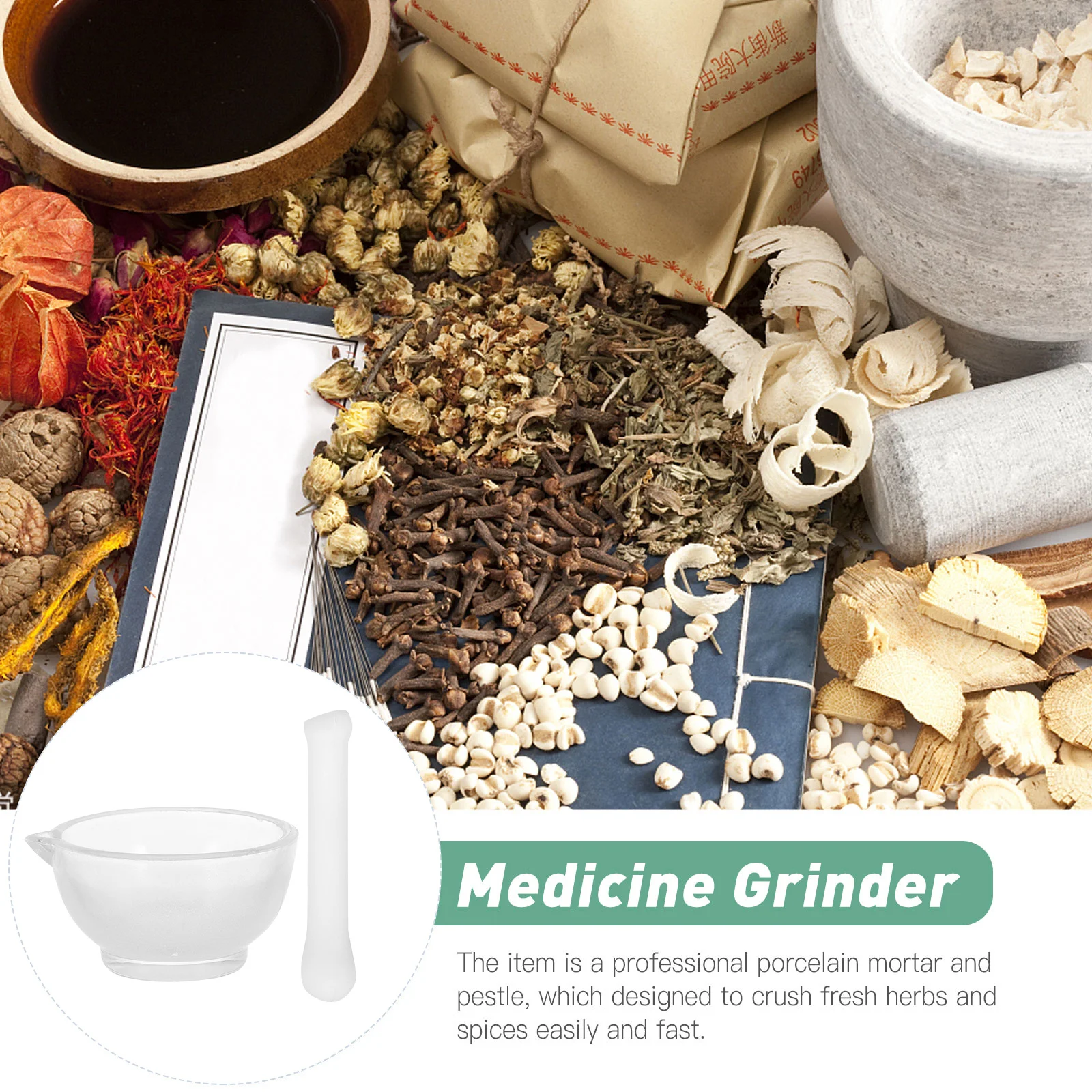 

1Set Glass Mortar Pestle Set Solid Portable Grinding Mill Tools for Kitchen Laboratory Medicine Grinding