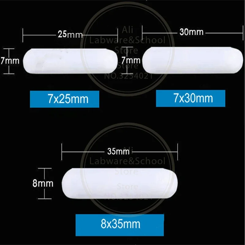 Agitador magnético recto de PTFE, suministros de laboratorio, resistente a altas temperaturas, tipo C, 5mm a 50mm, 10 unidades por lote