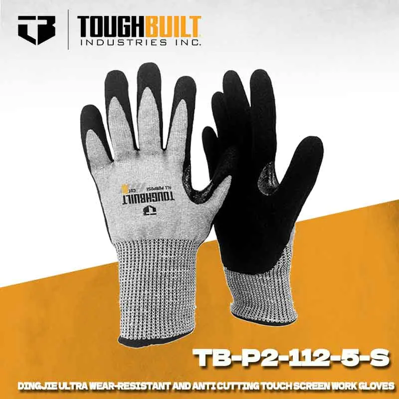 TOUGHBUILT TB‑P2‑112‑5‑S Cut Resistant Work Gloves Nitrile Coated Touch‑Screen Heavy‑Duty Anti‑Abrasion Safety Gloves Tool Pouch