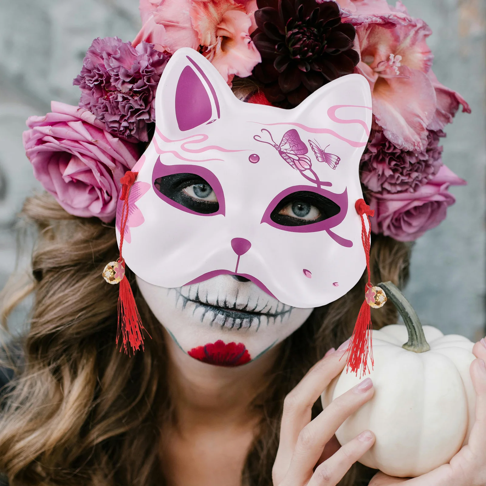 Cat Face Mask Party Masks Cosplay Japanese Kabuki for Halloween Costume Supplies Decorative