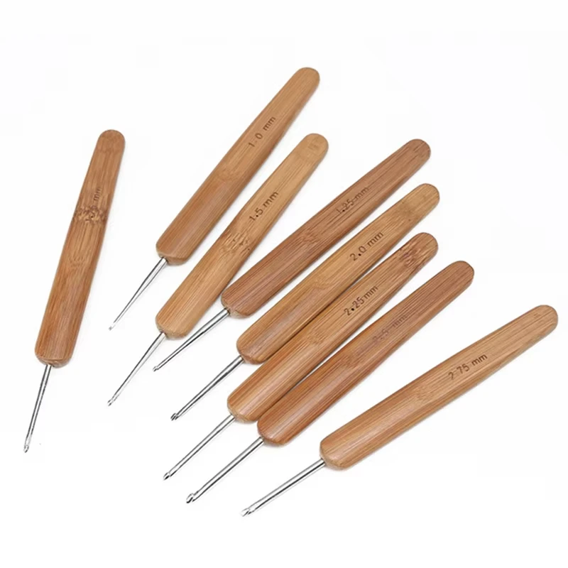 Dread Hair Crochet Hook 1 2 3 Hook Dreadlock Needles 1Pcs/Set 0.5Mm 0.75Mm Two Style Wooden Handle Crochet Needle image 2