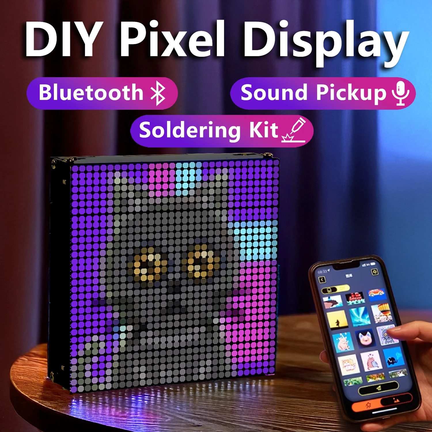 

Bluetooth LED Display Kit Pixel Atmosphere Light Music Rhythm Box Music Spectrum Electronic DIY Soldering Circuit