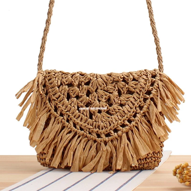 

Factory Price Single Shoulder Crossbody Bag for Women Casual Straw Design ZIP Picture Paper Rope Custom Polyester One Portable
