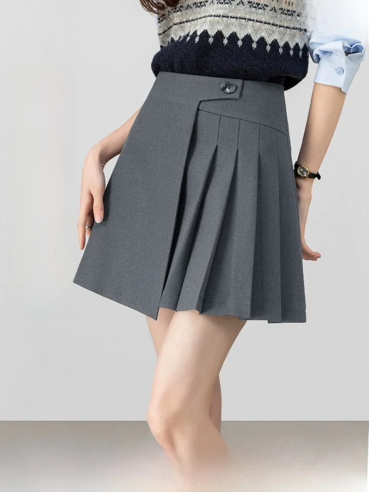 

Magic High Waist A-Line Skirt Women's Spring 2026 New Style Half Pleat Slimming Concealing Polyester Linen Fiber
