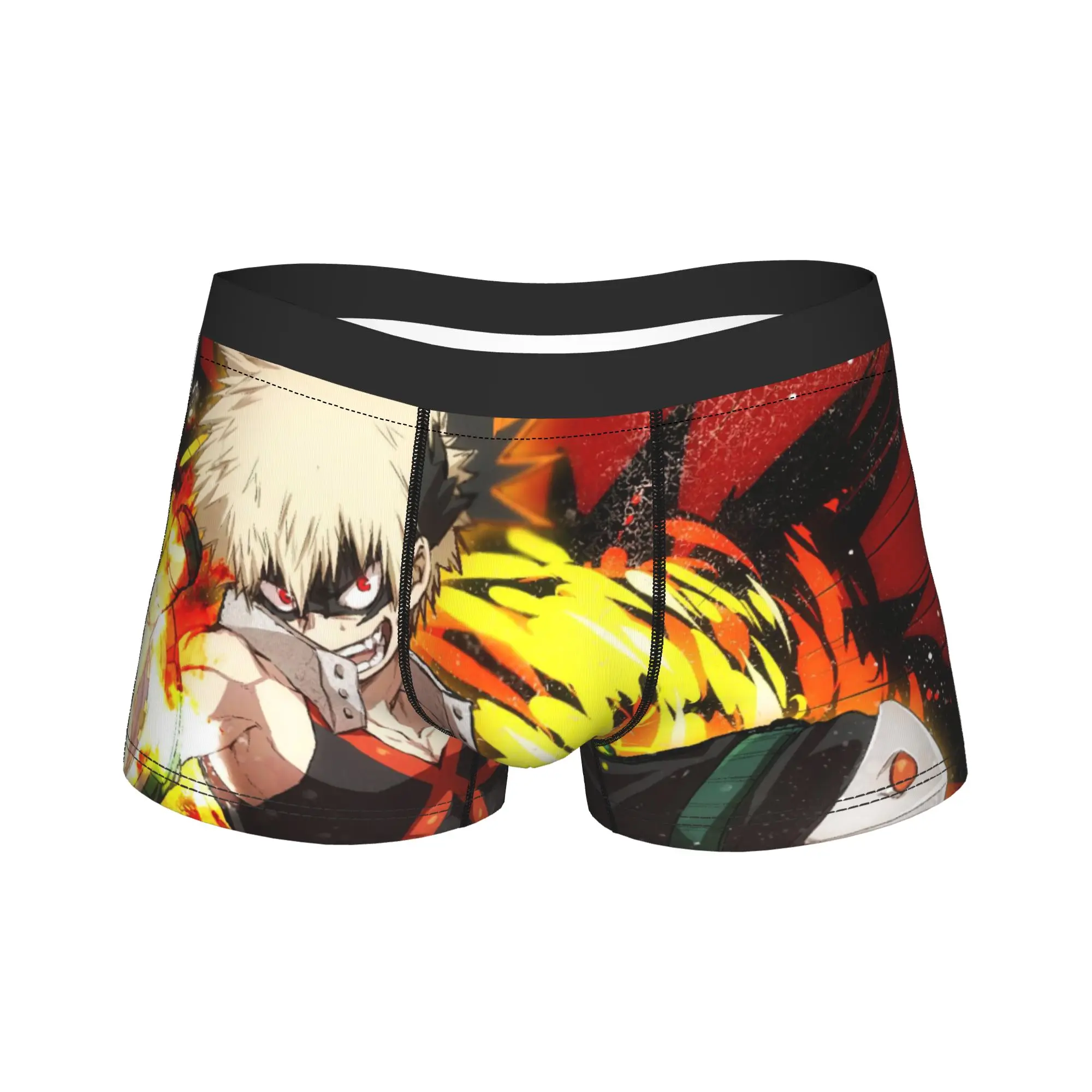 

Men's My Hero Academia Anime Long Underwear Deku Bakugo Funny Boxer Briefs Shorts Panties Male Mid Waist Underpants Plus Size