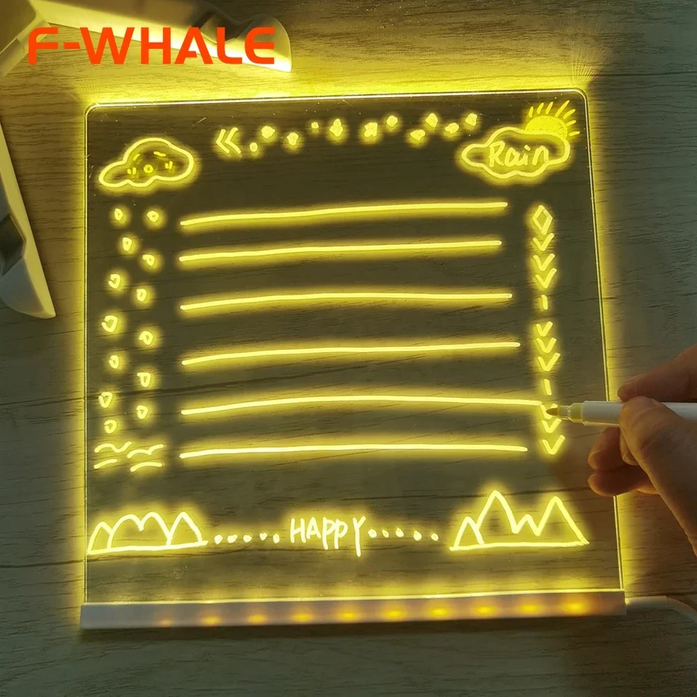 Message Board Lamp with Pen USB DIY Kids Drawing Night Light LED Personalized Table Lamps Bedroom Decor for Couple Birthday Gift