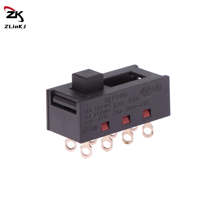(ZYDD01) 1Pcs DSE-2310 Pointed Pins 8 FeetS 3 Files 8A250V Toggle Switch Black Slide Switch For Hair Dryer Parts