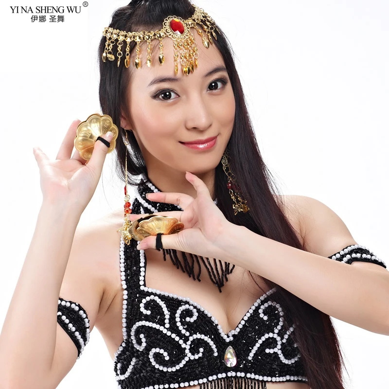 Professional Women Belly อุปกรณ์ประกอบการเต้นทองแดงนิ้วฉิ่ง Belly Dance Zills อียิปต์ Tribal Belly Dance Props 1คู่ (2Pcs)