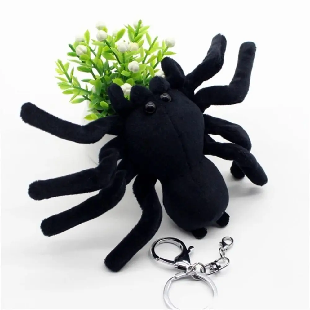 Divertido llavero de araña realista, animales de peluche, juguetes de parodia, llavero de araña, bolso bonito, colgante, juguetes de peluche de araña para niñas y niños