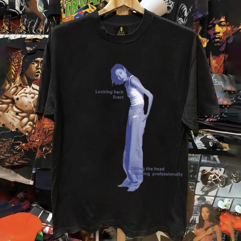 Loose Fit Cotton T-Shirt Unisex Short Sleeve Double Thread UPUPXIA Hero Print Sweat Absorbent round Neck Casual Summer Top