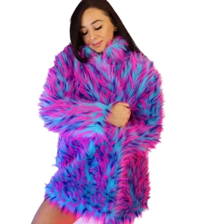 

YJKDYK Colorful Women Winter Eco Fur Coat Desinged Lapel Neck Mink Fur Jacket For Lady Warm Female Thick Short Sheepskin Coat