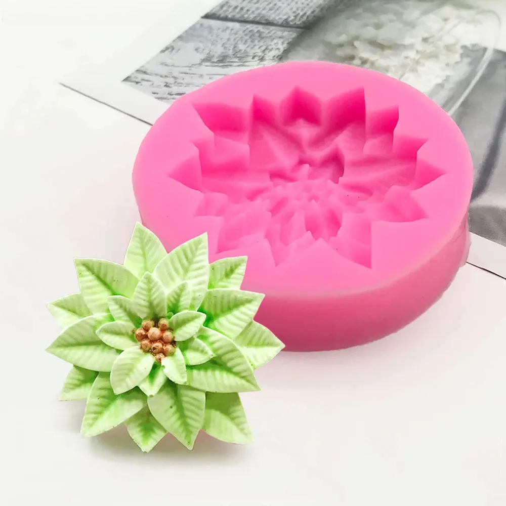 

3D Holly Leaf Silicone Mold Cake Baking Christmas Decoration Chocolate Soap Red Fruit Flower Fondant Mould Kitchen Baking Tools