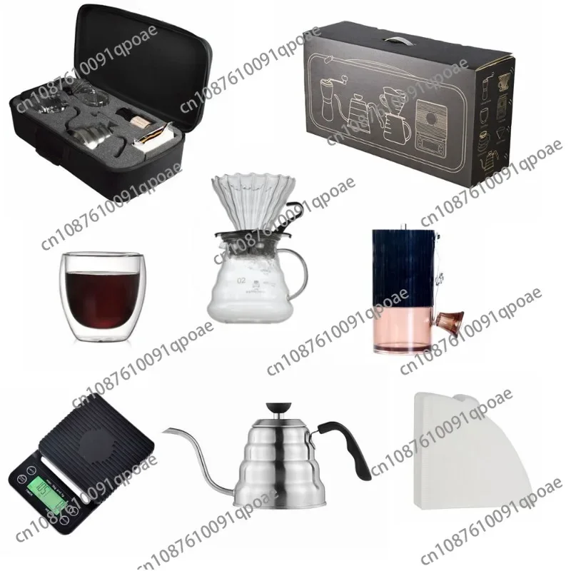 V60Travel Pour-over Coffee Gift Set Stainless Steel Coffee Maker Dripping Home Coffee Storage Gift Box Outdoor Camping Equipment